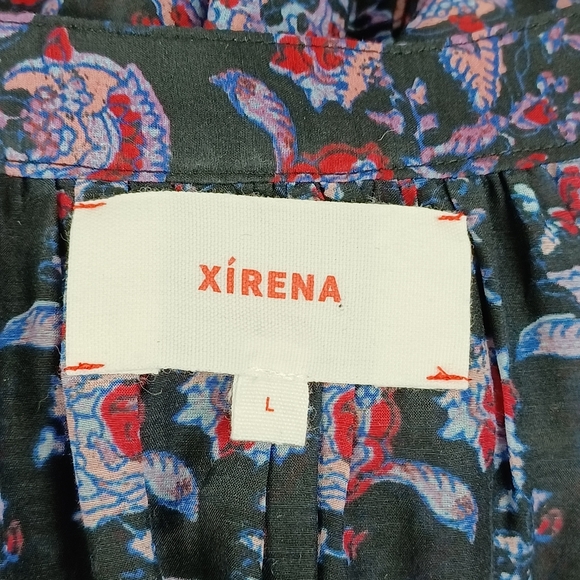 Xirena Annieka Midi Dress Size L Feminine Cotton Silk Pockets Long Sleeve Button - Picture 9 of 13